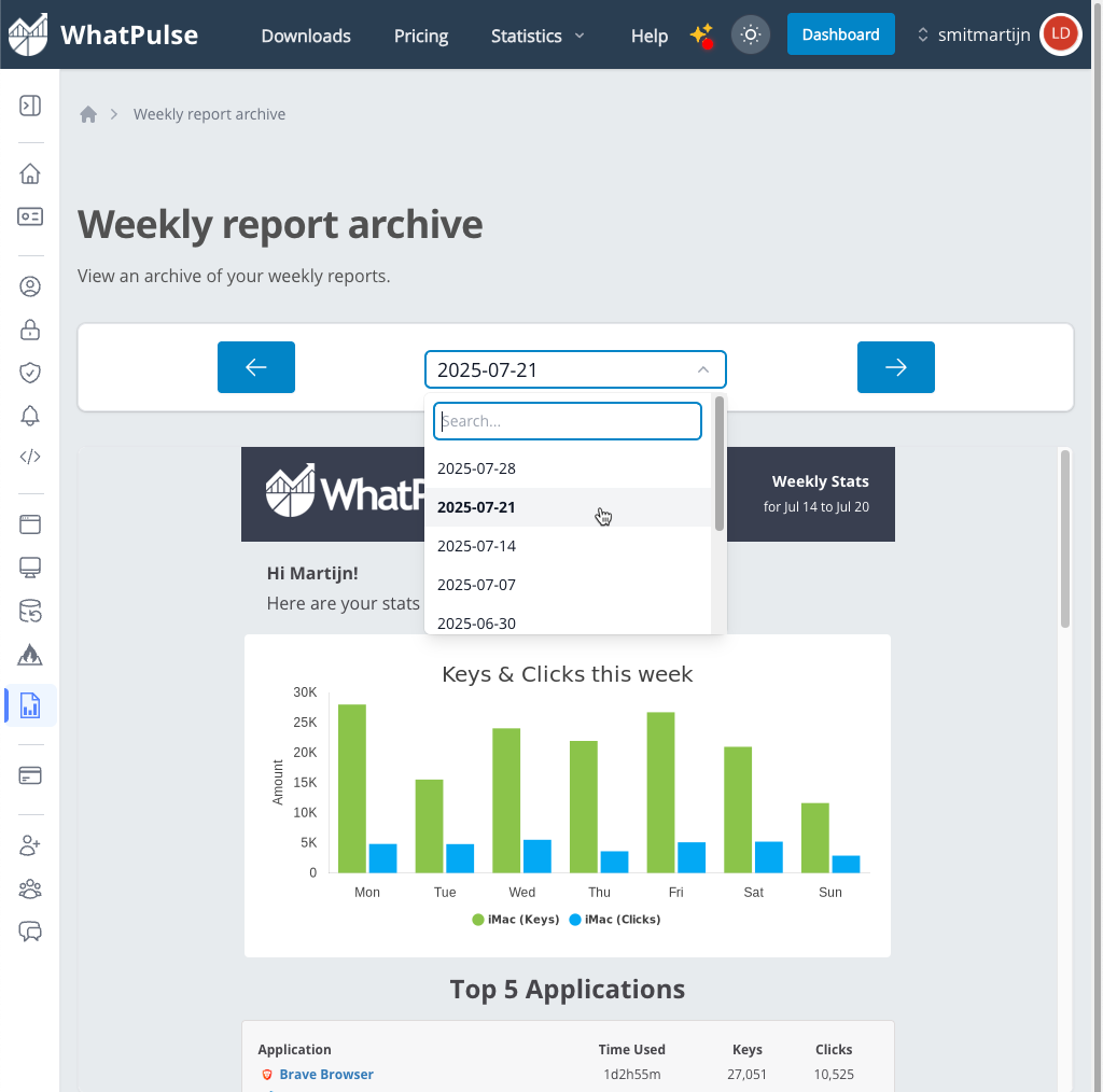 Keep a record of your Weekly Updates