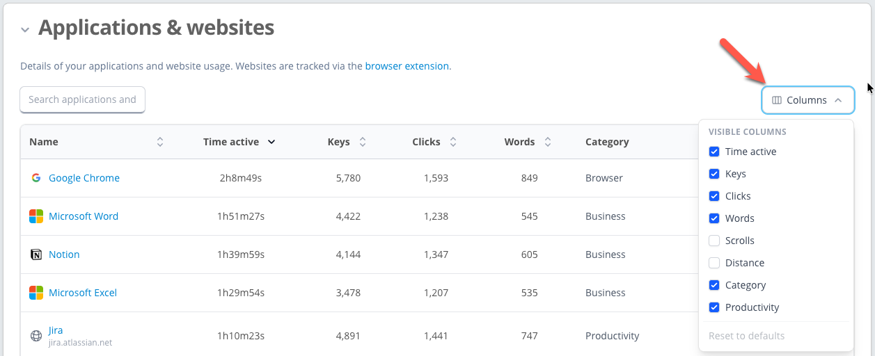 Column picker