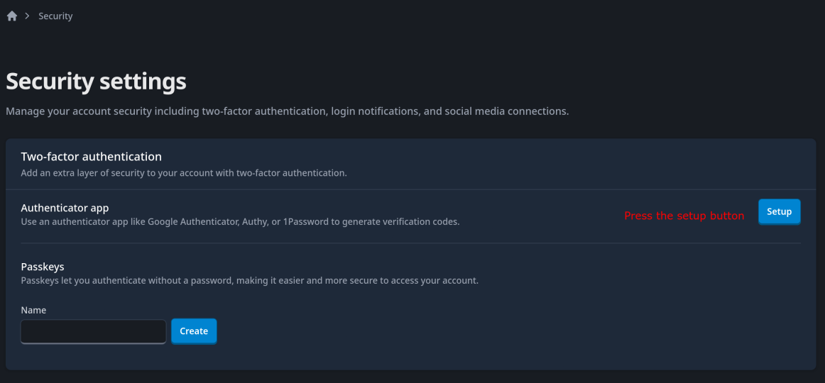 Authenticator App section Screenshot 1
