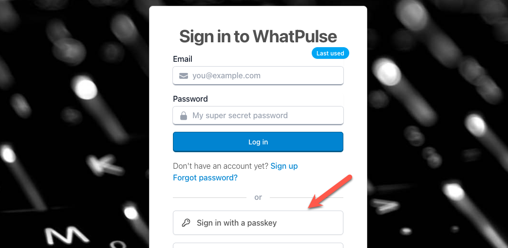 Login with passkey
