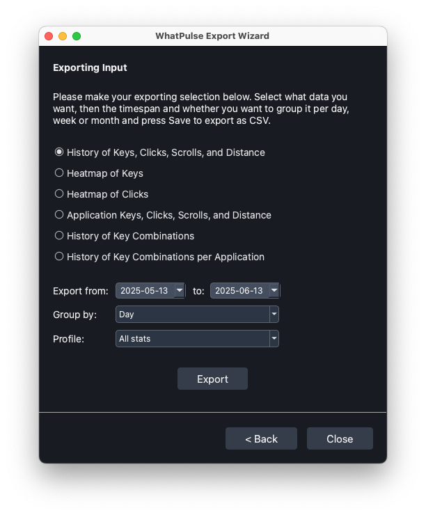 Export Wizard