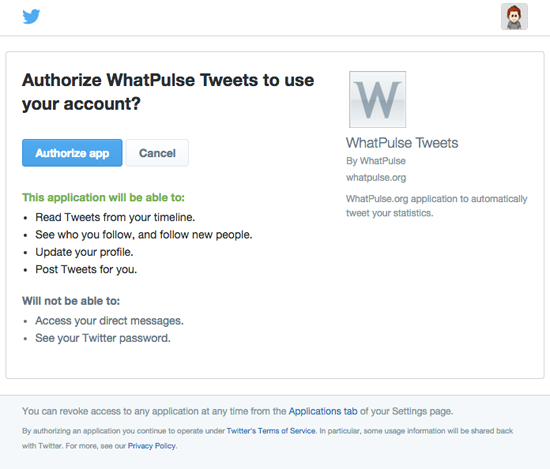 Twitter authorisation