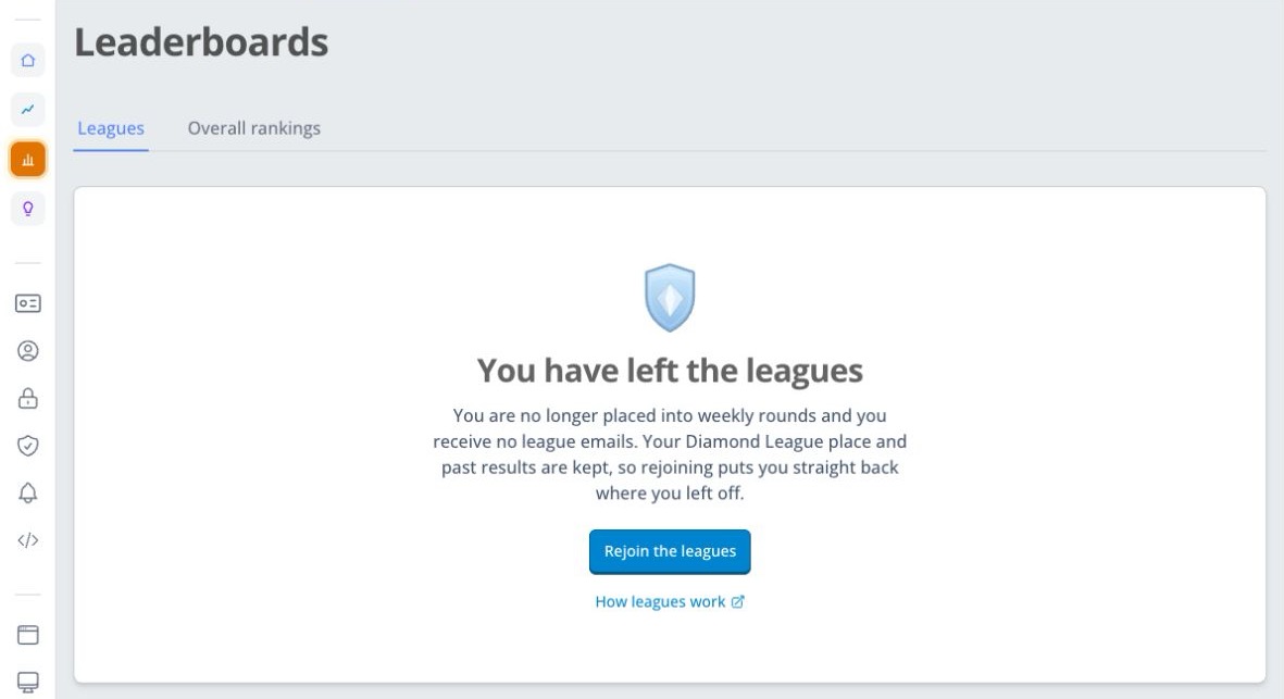 The WhatPulse League rejoin screen showing a saved division