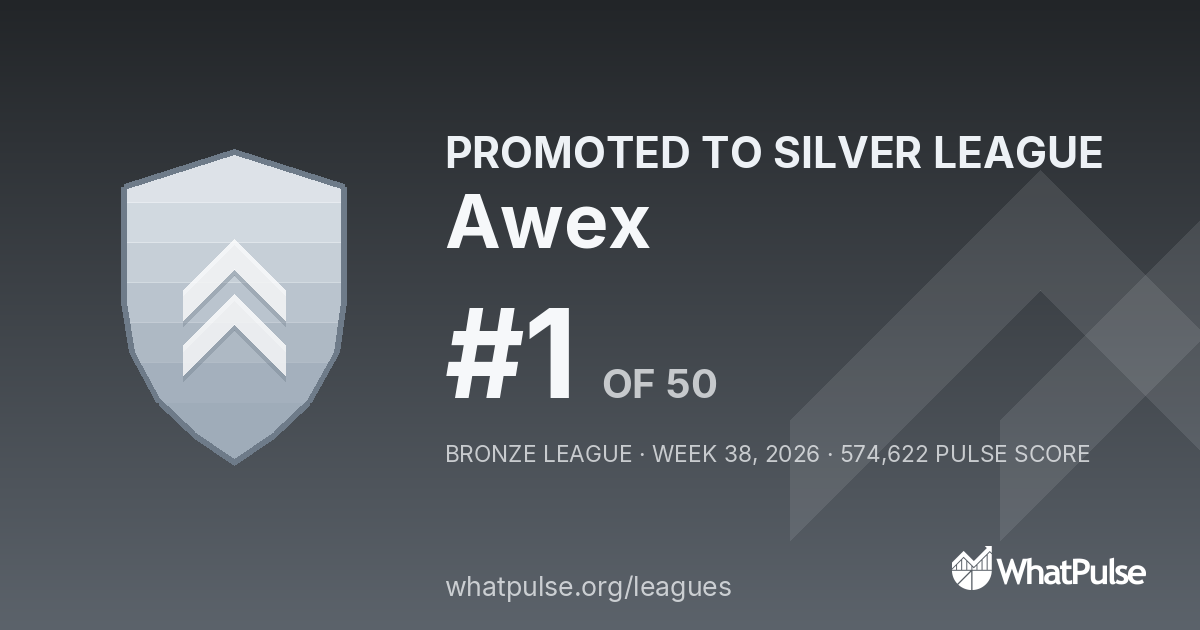 Awex finished #1 of 50 in the Bronze League