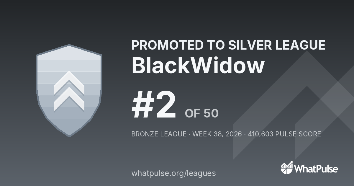 BlackWidow finished #2 of 50 in the Bronze League