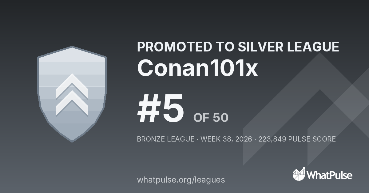 Conan101x finished #5 of 50 in the Bronze League
