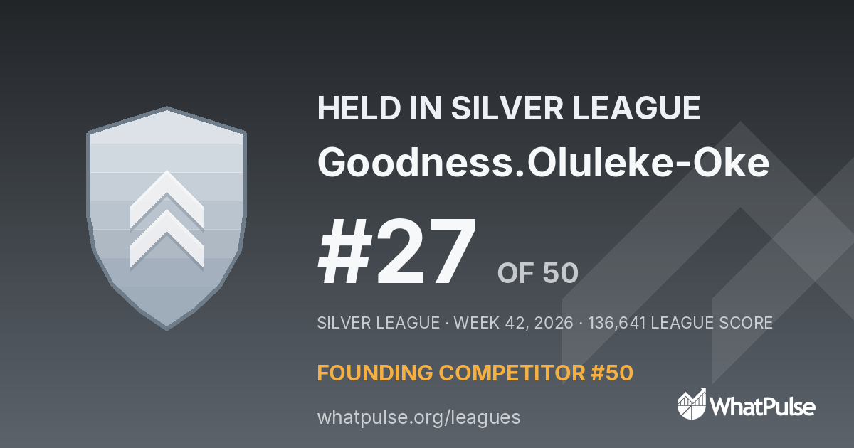 Goodness.Oluleke-Oke finished #27 of 50 in the Silver League