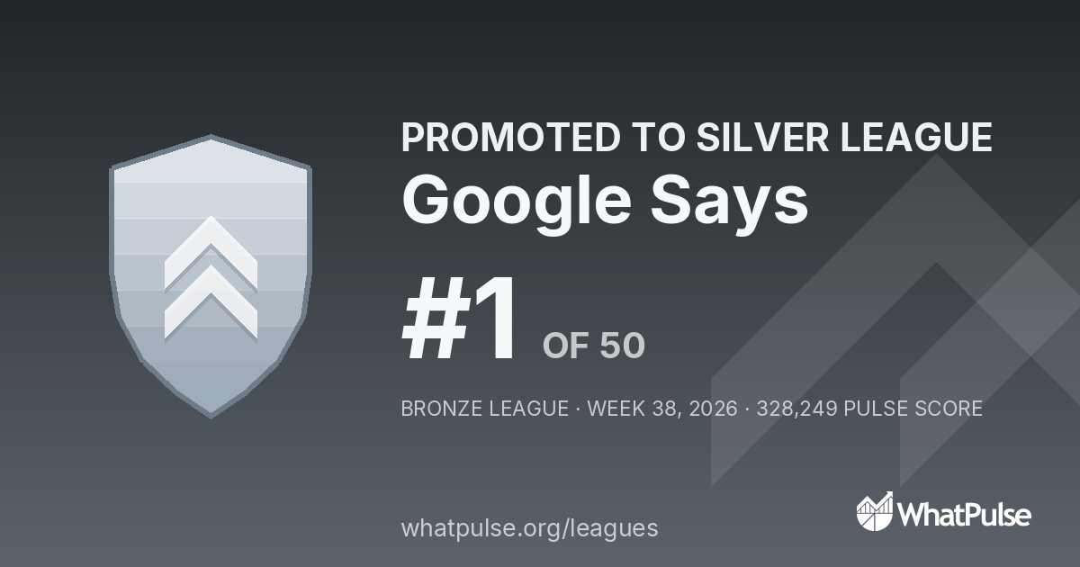 Google Says finished #1 of 50 in the Bronze League