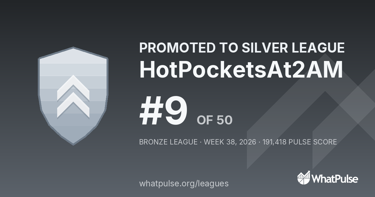 HotPocketsAt2AM finished #9 of 50 in the Bronze League