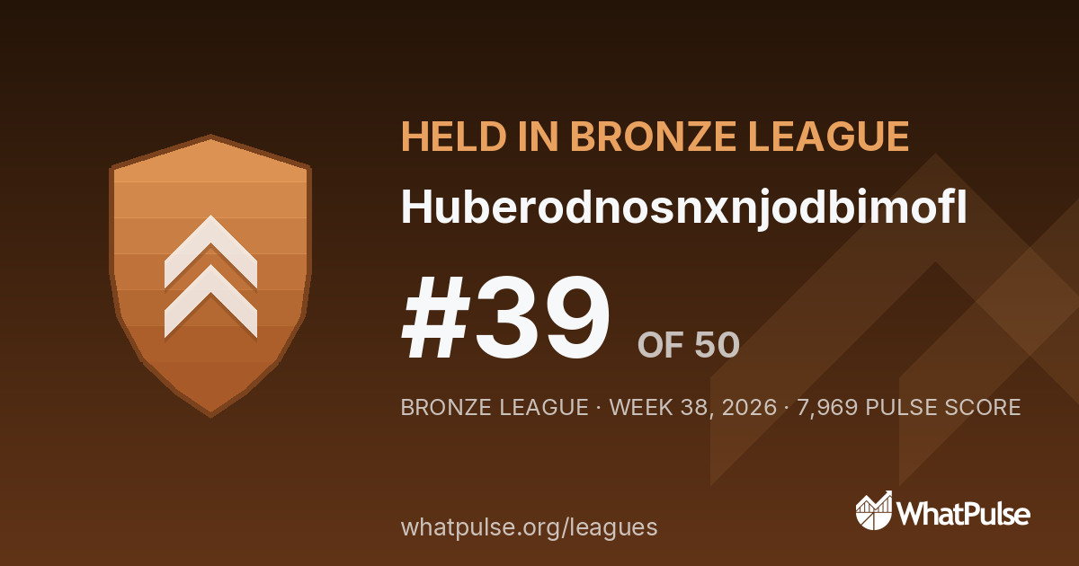Huberodnosnxnjodbimofl finished #39 of 50 in the Bronze League