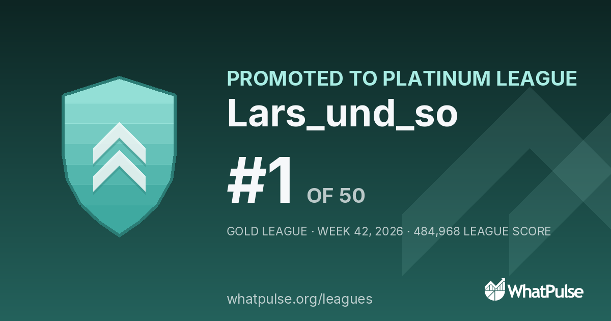 Lars_und_so finished #1 of 50 in the Gold League