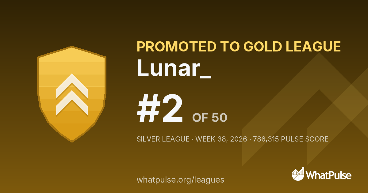 Lunar_ finished #2 of 50 in the Silver League