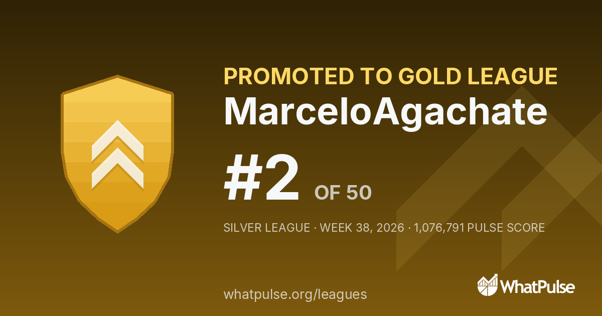 MarceloAgachate finished #2 of 50 in the Silver League