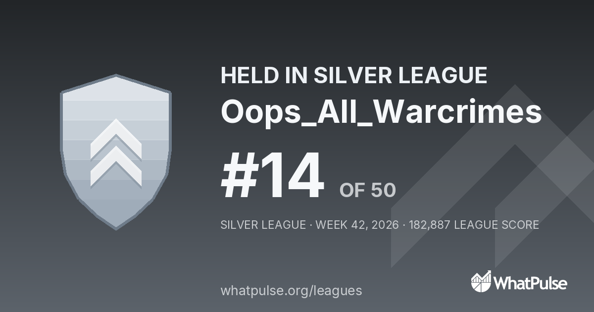 Oops_All_Warcrimes finished #14 of 50 in the Silver League
