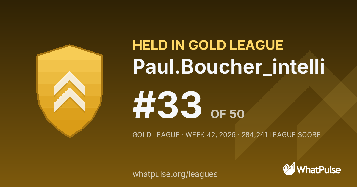 Paul.Boucher_intelli finished #33 of 50 in the Gold League