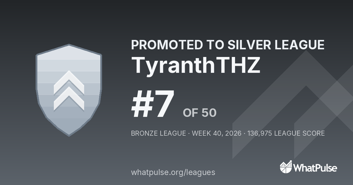 TyranthTHZ finished #7 of 50 in the Bronze League