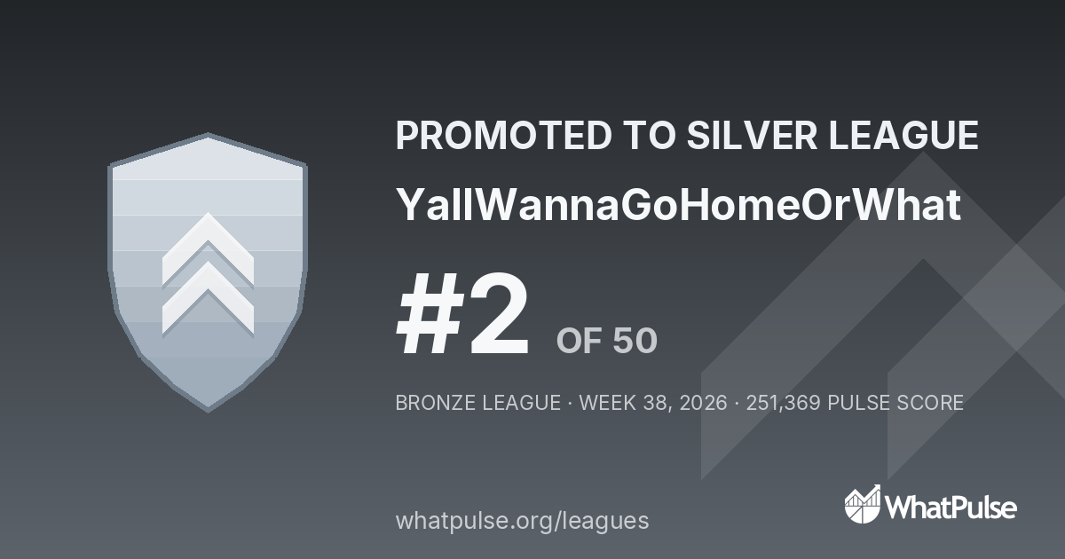 YallWannaGoHomeOrWhat finished #2 of 50 in the Bronze League