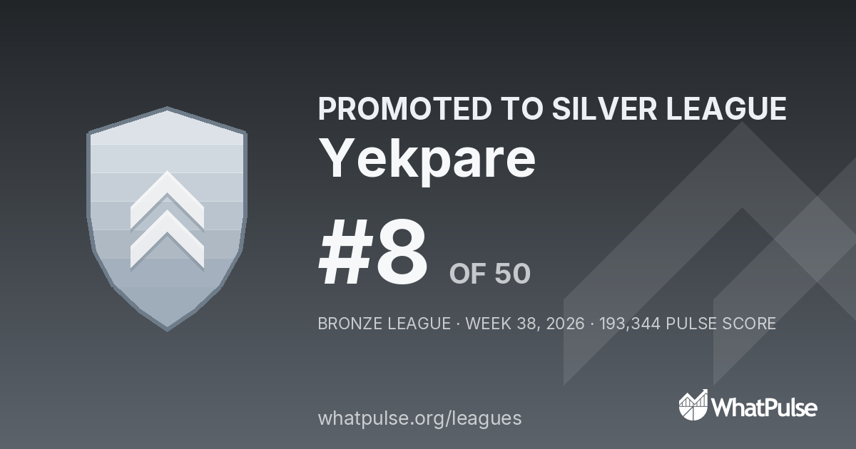 Yekpare finished #8 of 50 in the Bronze League