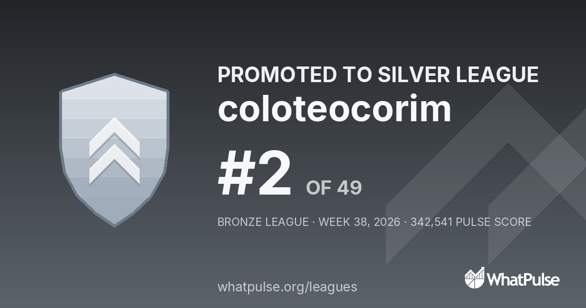 coloteocorim finished #2 of 49 in the Bronze League