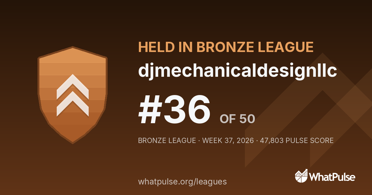 djmechanicaldesignllc finished #36 of 50 in the Bronze League