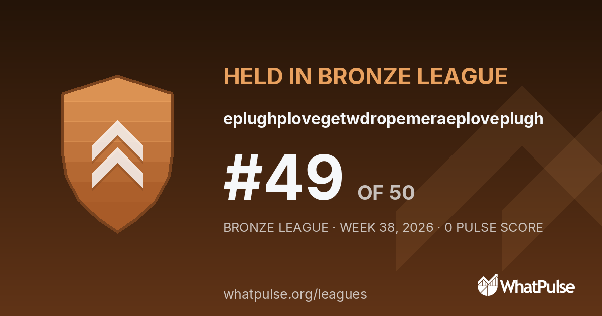 eplughplovegetwdropemeraeploveplugh finished #49 of 50 in the Bronze League