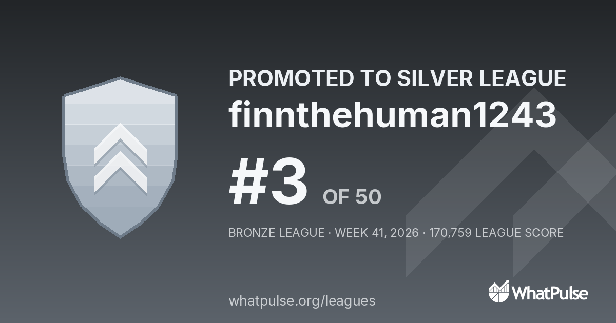 finnthehuman1243 finished #3 of 50 in the Bronze League