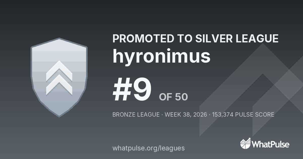 hyronimus finished #9 of 50 in the Bronze League