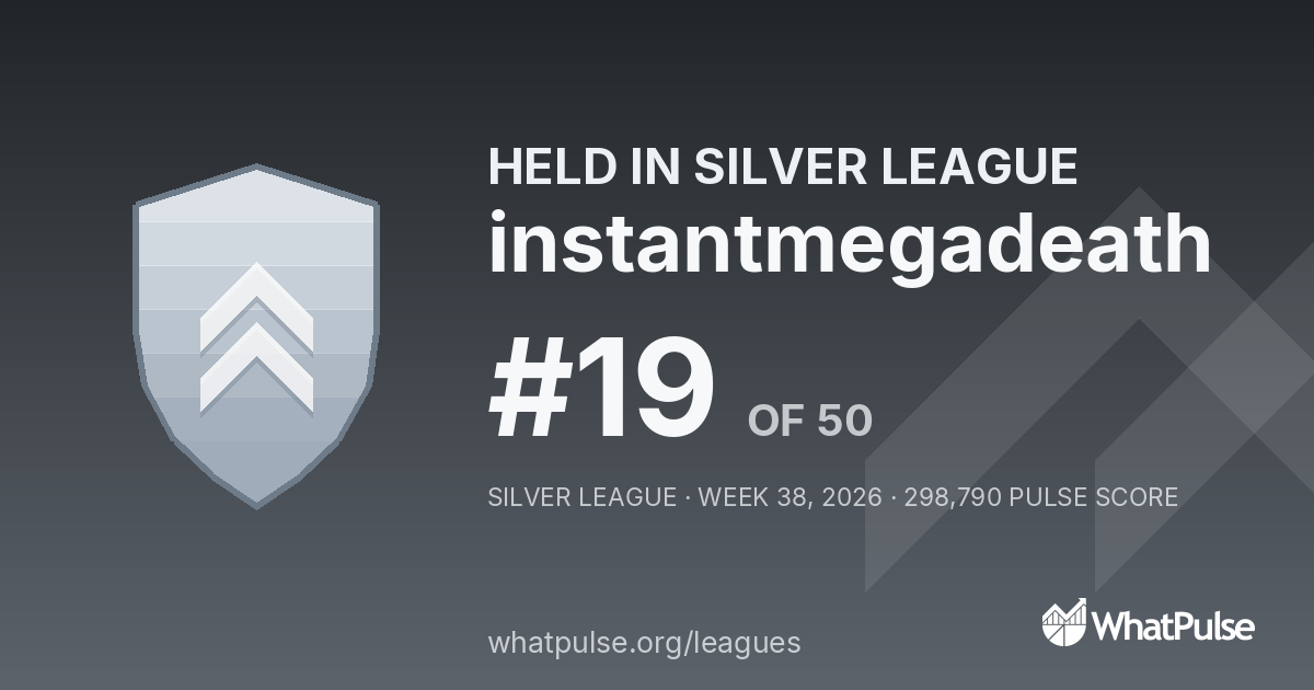 instantmegadeath finished #19 of 50 in the Silver League
