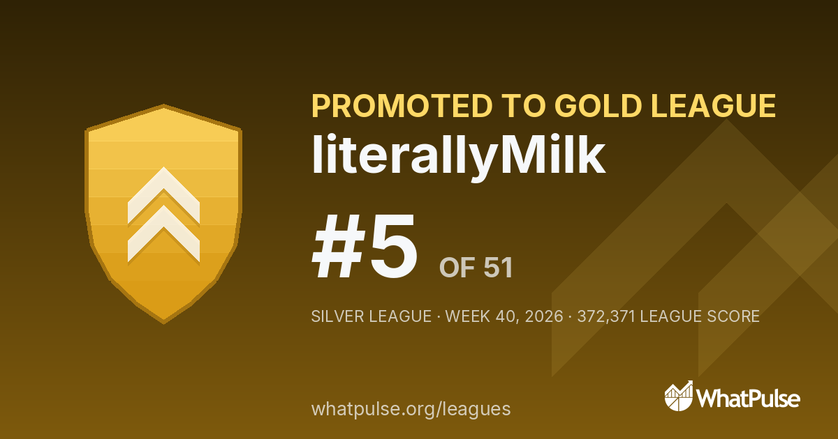 literallyMilk finished #5 of 51 in the Silver League