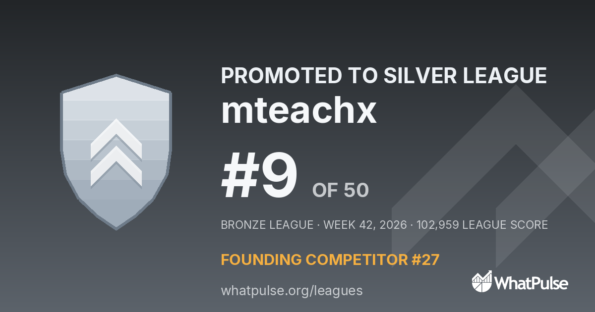 mteachx finished #9 of 50 in the Bronze League