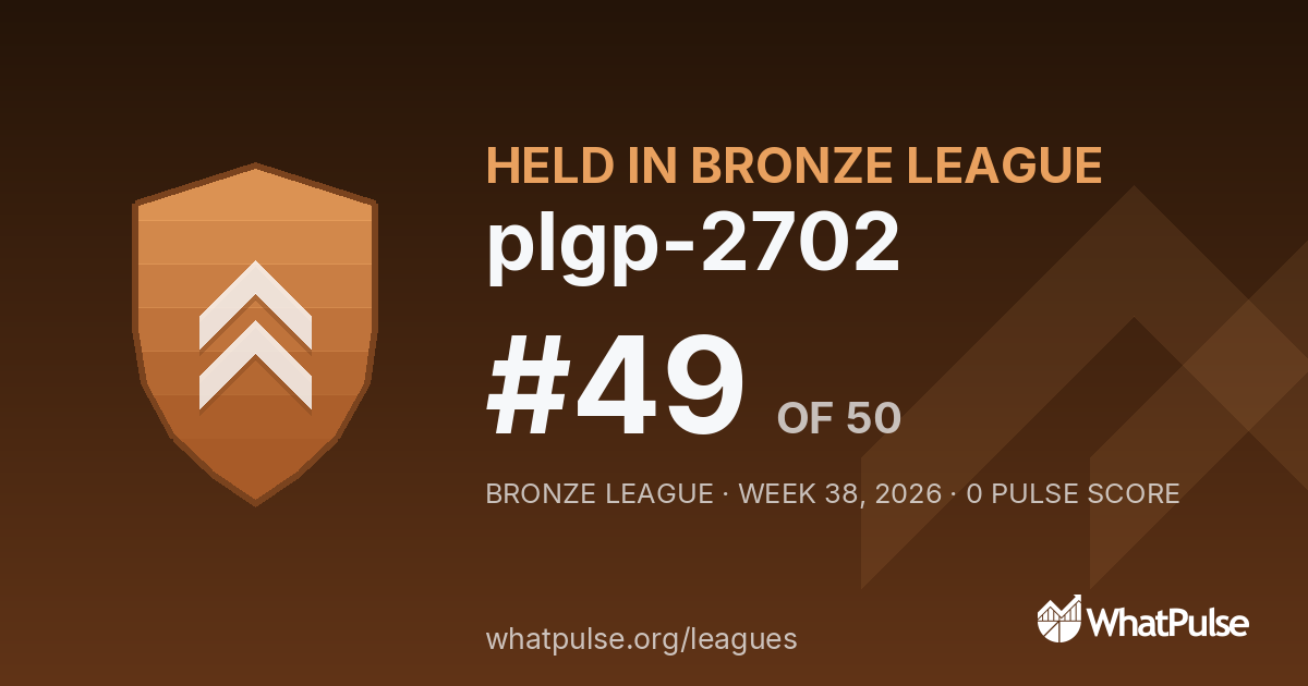 plgp-2702 finished #49 of 50 in the Bronze League