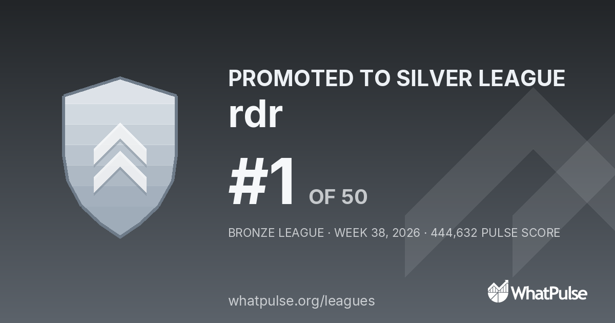 rdr finished #1 of 50 in the Bronze League