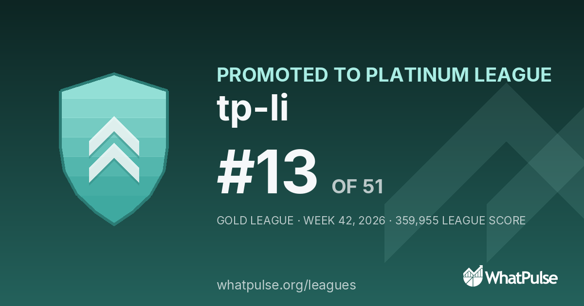 tp-li finished #13 of 51 in the Gold League