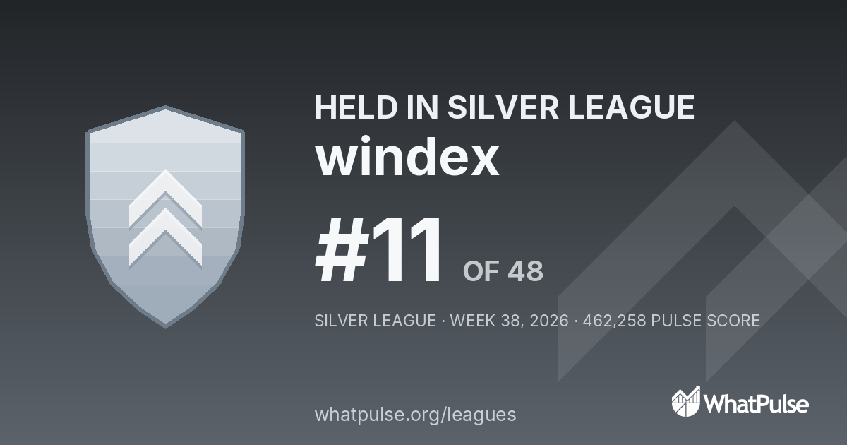 windex finished #11 of 48 in the Silver League