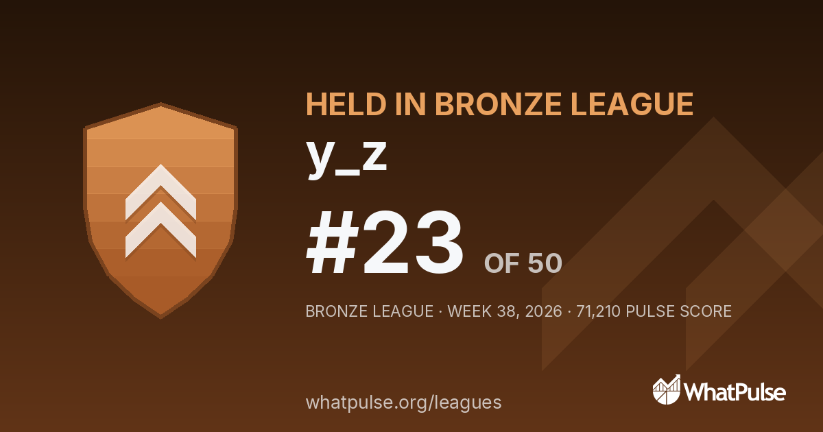y_z finished #23 of 50 in the Bronze League