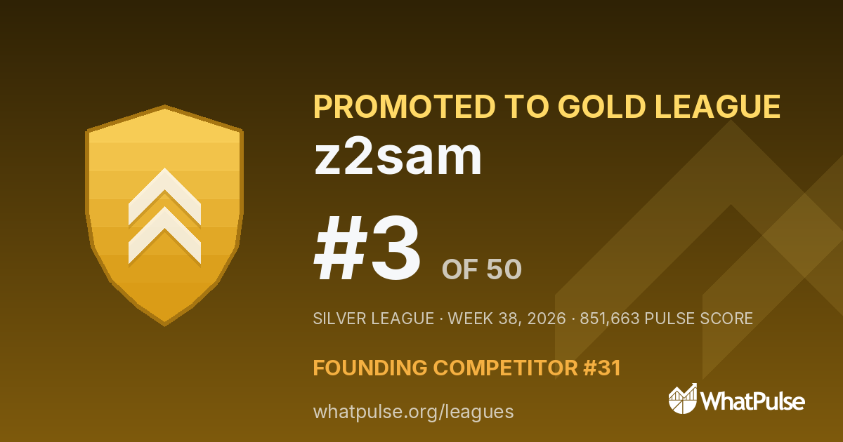 z2sam finished #3 of 50 in the Silver League
